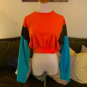 ✨ RETRO  ✨ COLOR BLOCK “80’s style CROP SWEATSHIRT